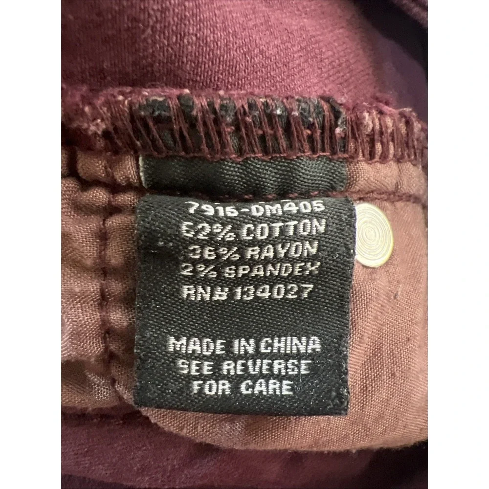 Angel Kiss Sz 9 Burgundy Mid‎ Rise Distressed  Frayed Jean Shorts